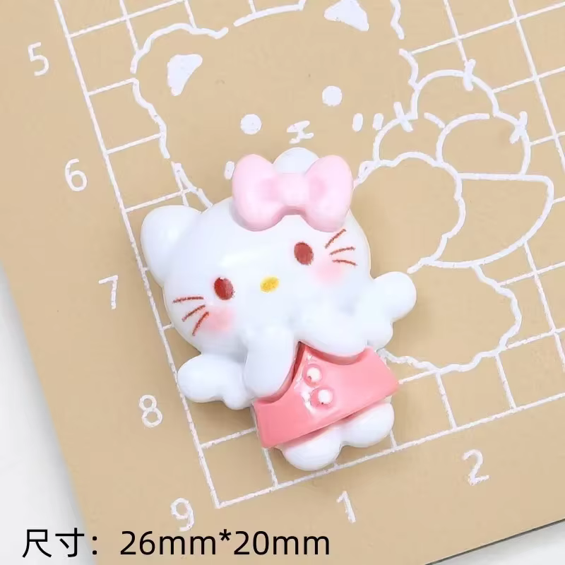 10 Pièces Nouveaux Figurines Kawaii en Résine à Dos Plat (Chaton, Chiot, Lapin) pour Scrapbooking, D