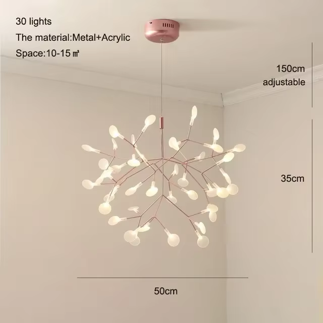 Lampe Firefly, lustre rond, design nordique moderne, luminaire suspendu pour salon, cuisine