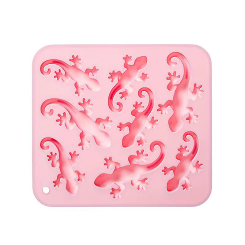 Moule en silicone Gecko à 8 cavités pour fondant, bonbons, chocolat, fudge, décoration de gâteaux, o