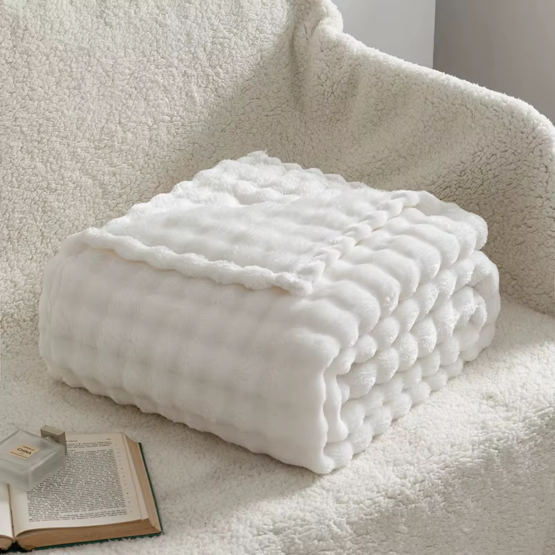 Couverture polaire vert sauge, Super douce, légère, pelucheuse, pour chambre à coucher, décoration d