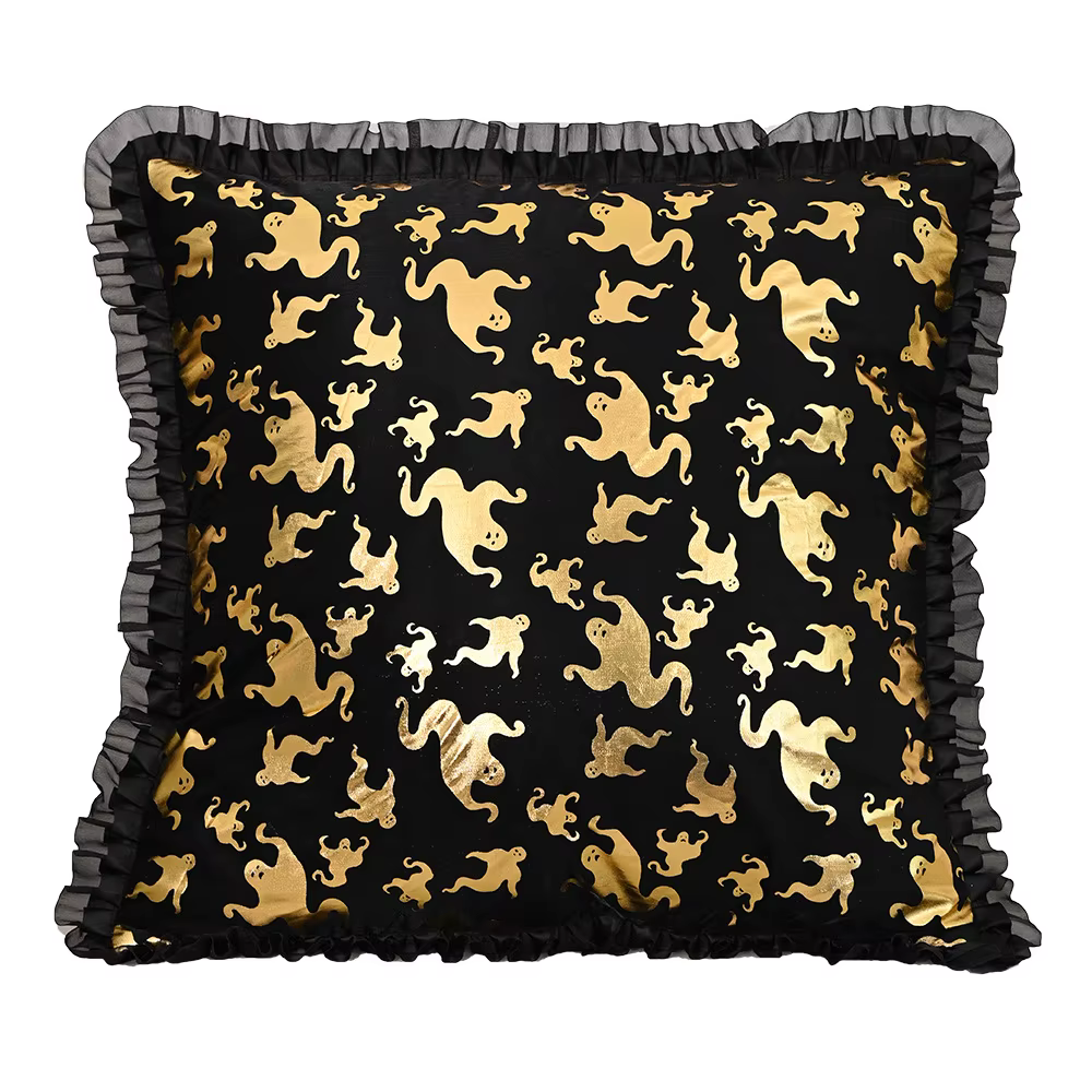 Housse de coussin Halloween 45x45 motif chauve-souris et fantôme, patchwork en maille avec impressio