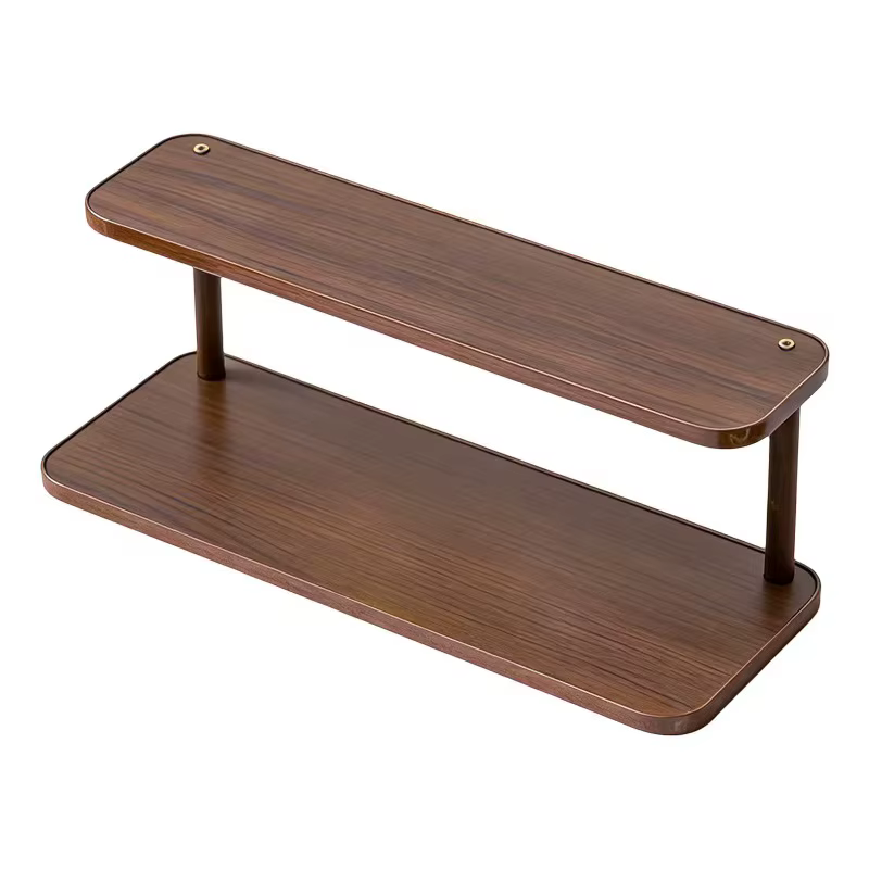 Étagère de rangement en bois polyvalente à 2 niveaux pour cuisine et salle de thé, organisateur de c
