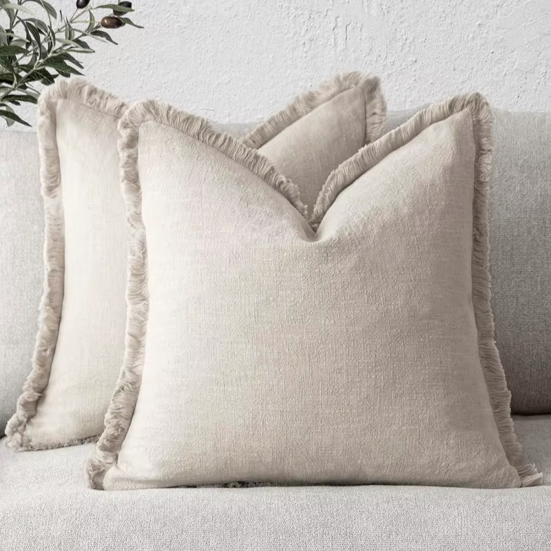 Juste de coussin en coton avec pompon pour la décoration intérieure, housse de coussin décorative po