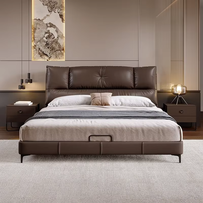Meubles de chambre à coucher King/Queen Size, lit moderne Simple en cuir souple, lit de mariage lége