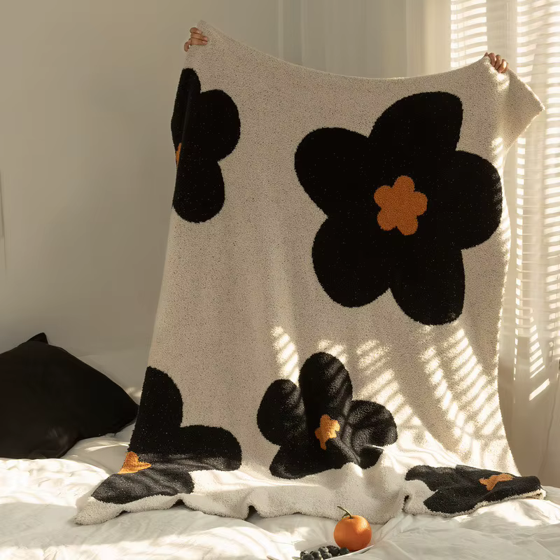 Couvertures coréennes Kawaii, décoration de tapis, couverture florale, pour chambre à coucher, canap