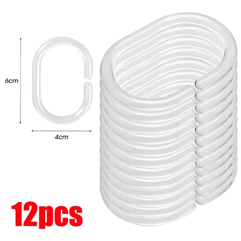 Anneau de rideau de douche Transparent Type C, crochet de rideau de douche, anneau de suspension, cr