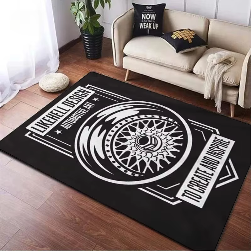 Tapis de sol de sport automobile - Logo de volant de course Décoration d'intérieur pour salon Garage