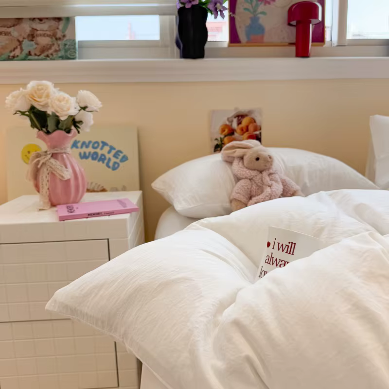 Parure de lit en coton et Polyester lavé vert, housse de couette + drap + taie d'oreiller, literie d