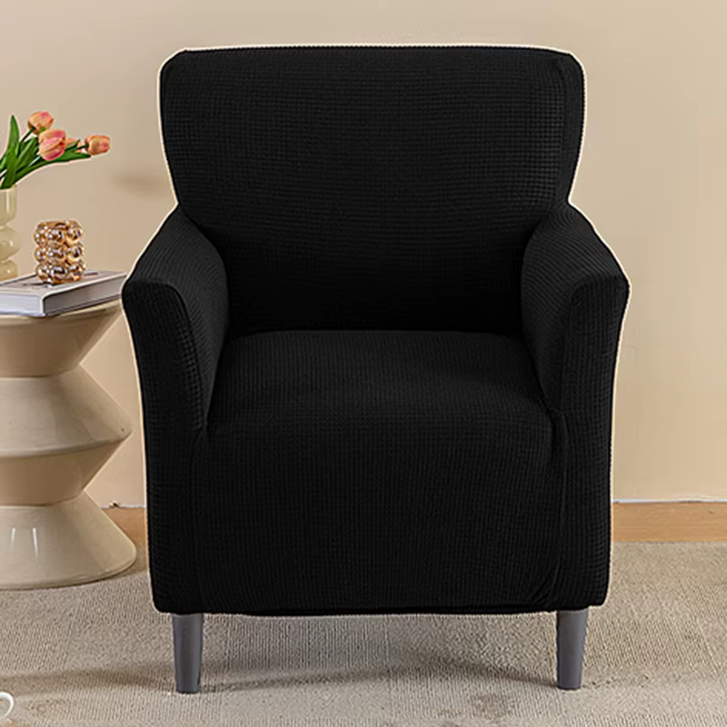 Housse de fauteuil extensible 1 pièce, unie, avec accoudoirs, douce et imperméable, pour mobilier de