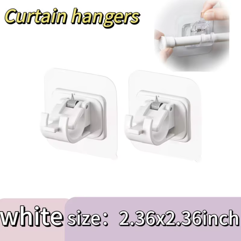 Crochets auto-adhésifs sans poinçon, crochet à Clip pour tringle à rideau de douche, support suspend