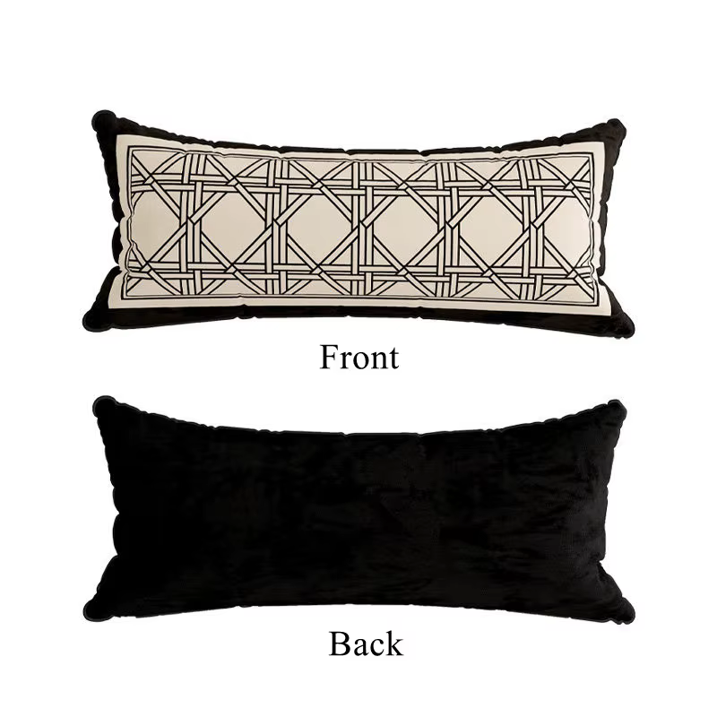 Housse de coussin Boho, luxe léger, décorative pour la maison, motif floral rouge et noir, pour lit,