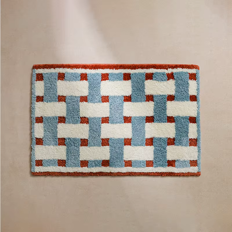 Tapis de sol antidérapant absorbant d'entrée de salle de bain de style ancien moyen, tapis de sol ré