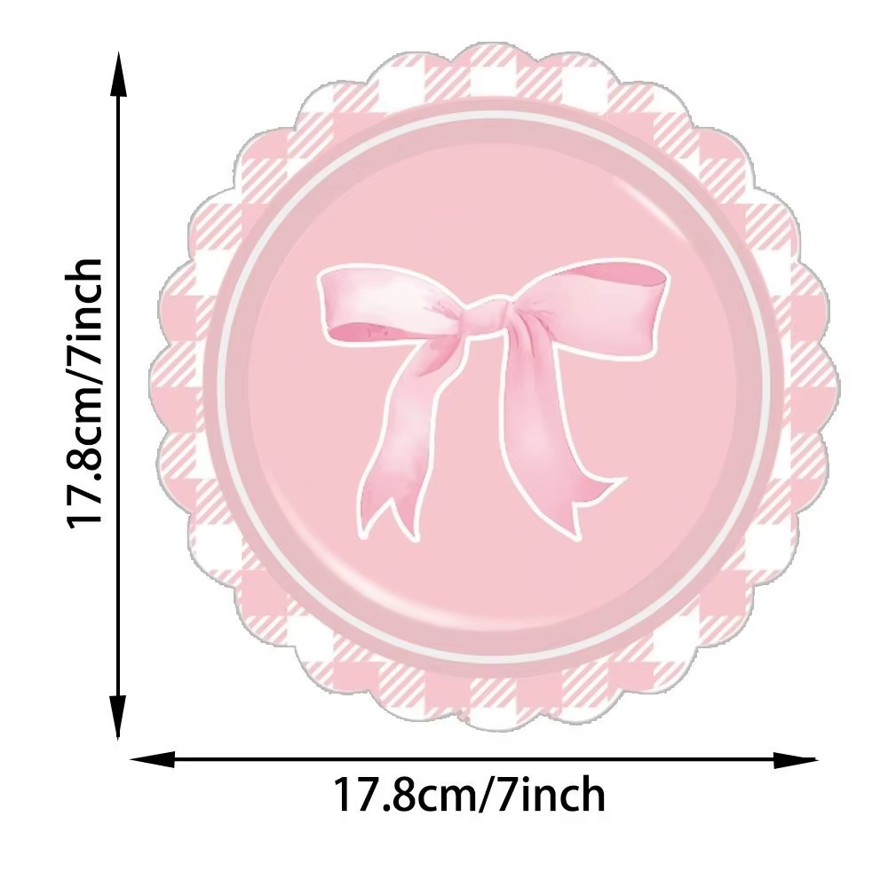 10 Assiettes en Carton Thème Nœud Décoration de Fête Forme Nœud Matériel Jetable Serviettes Forme Nœ