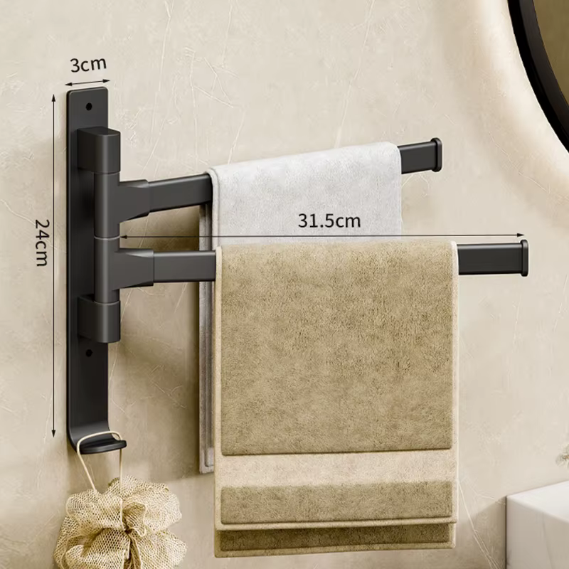 Porte-serviettes rotatif en aluminium, 2/3/4/5 bars, étagère de cuisine, suspension murale en papier
