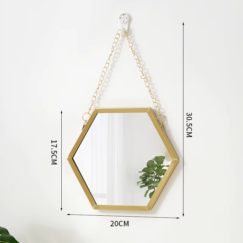 Miroir décoratif de forme hexagonale, décoration murale suspendue de maquillage, miroir cosmétique d