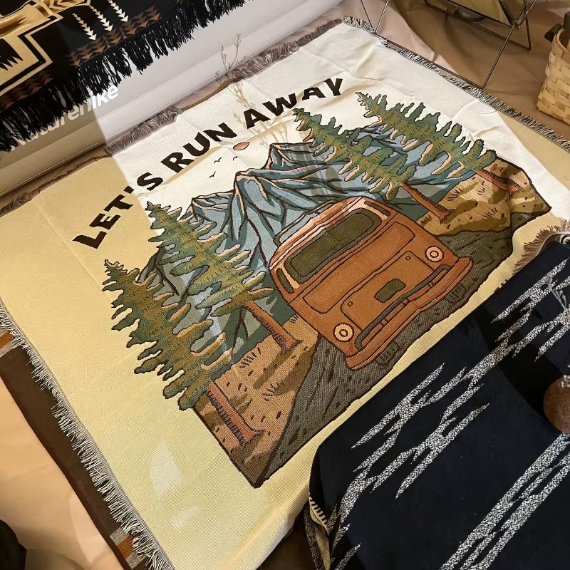 Textile City Ins Forest Park Blanket Let's Run Away Tapis de décoration pour camping en extérieur, c