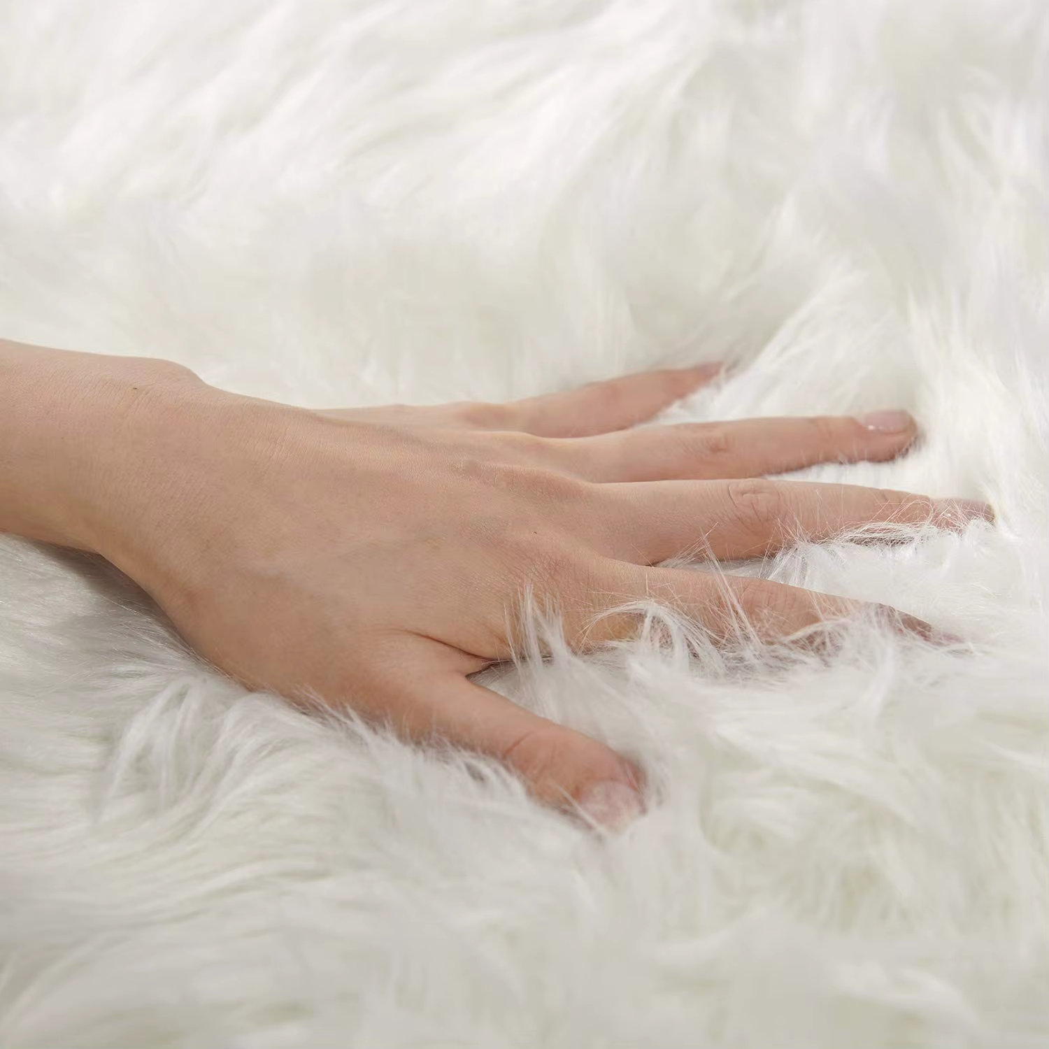 Tapis en peau de mouton artificielle, Long en peluche, luxueux, moelleux, pour salon, chambre à couc