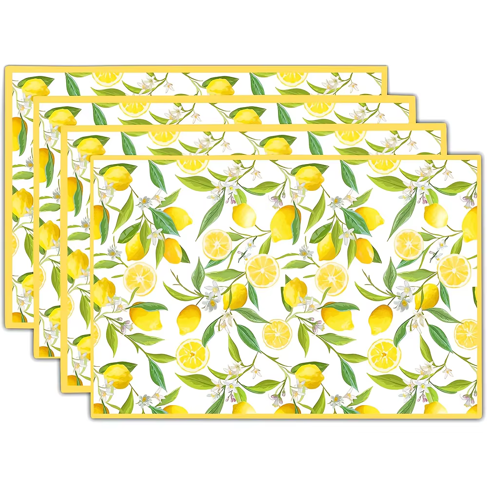 4 pièces, sets de table à motif citron, les meilleurs sets de table, lavables, adaptés aux fêtes, à 