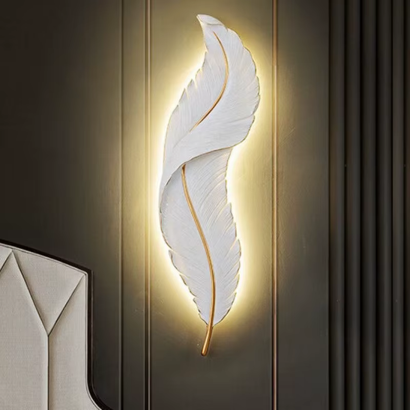 Applique Murale LED en Plumes au Design Nordique Moderne, Luminaire Décoratif d'Nik, Idéal pour un S