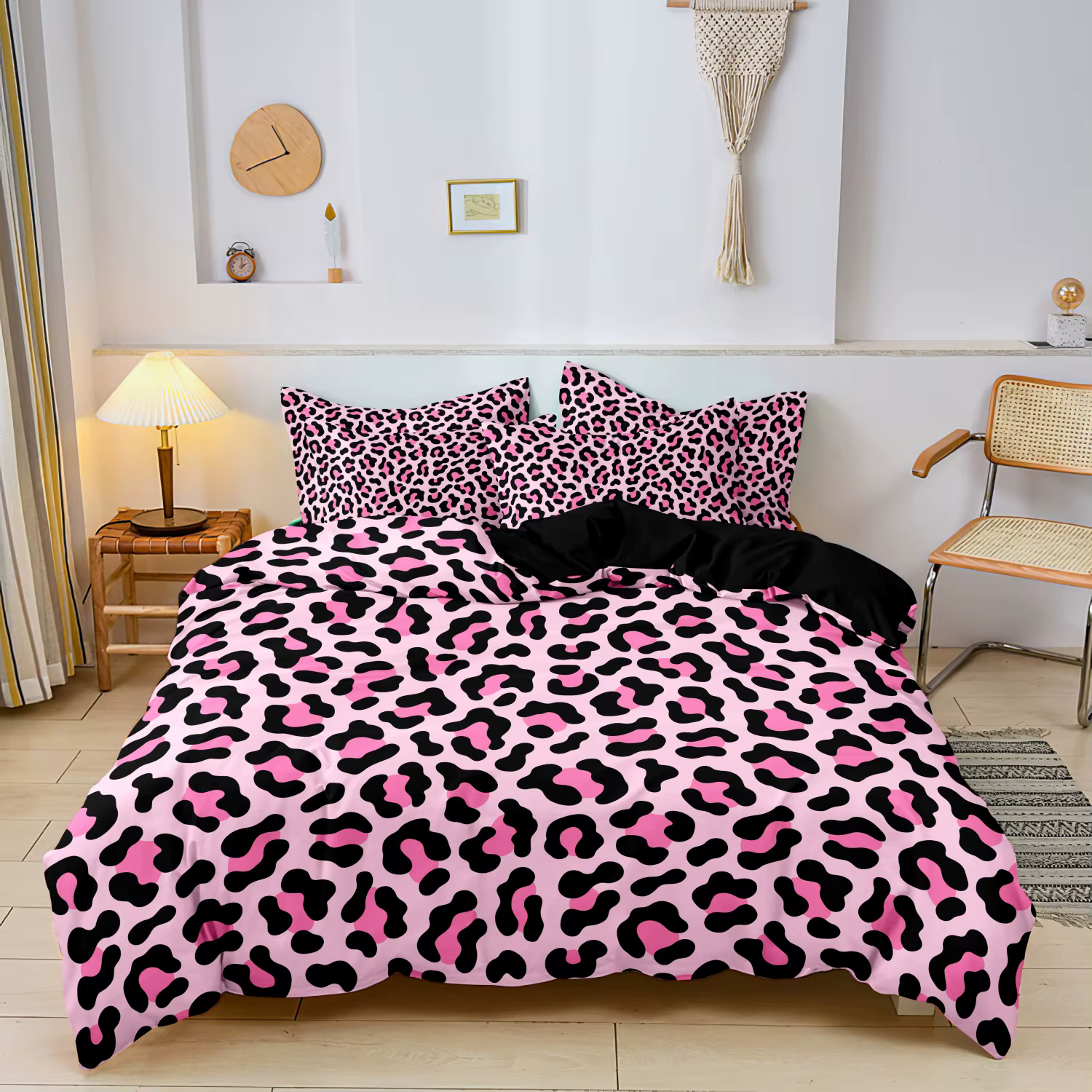 Ensemble de housse de couette à imprimé léopard foncé, 3 pièces (1 housse de couette + 2 taies d'ore