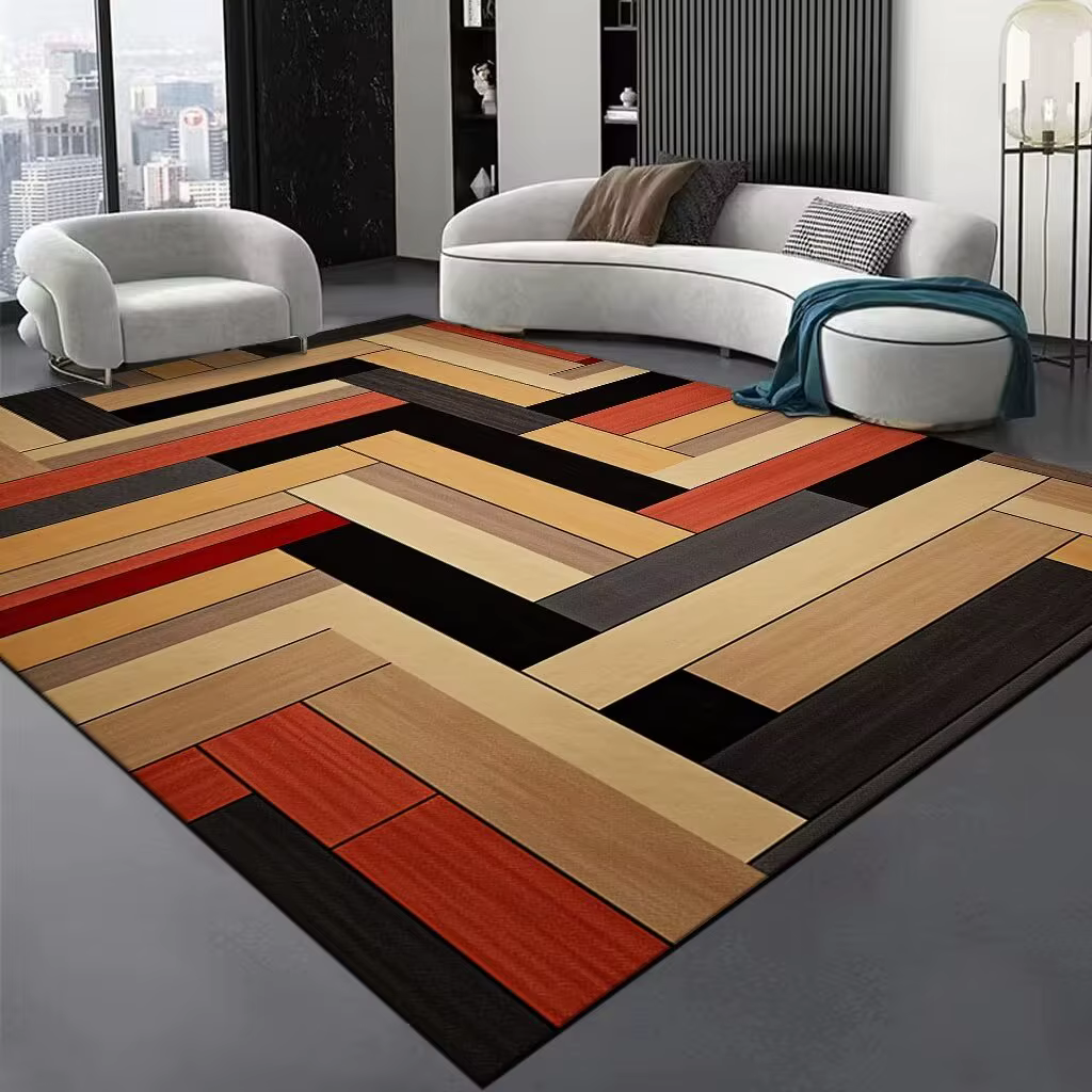 Tapis abstrait nordique de grande taille pour salon, lumière de luxe, décoration de zone de canapé, 