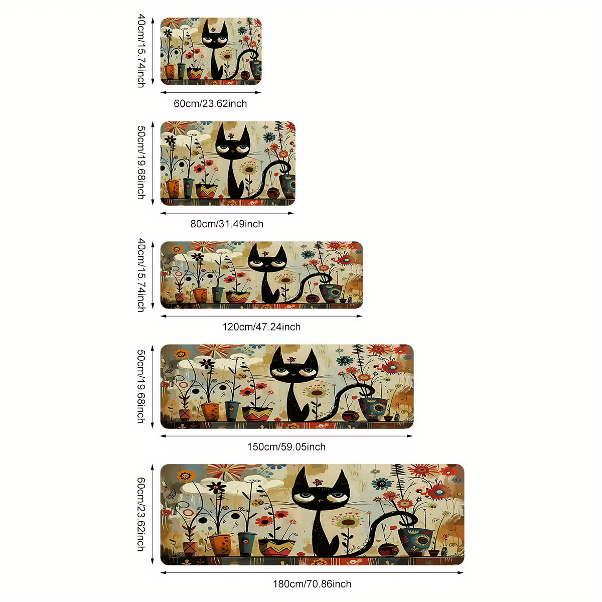 VIKAMA – tapis de cuisine à motif de chat noir, Long, imperméable, pour salle de bain, chambre à cou