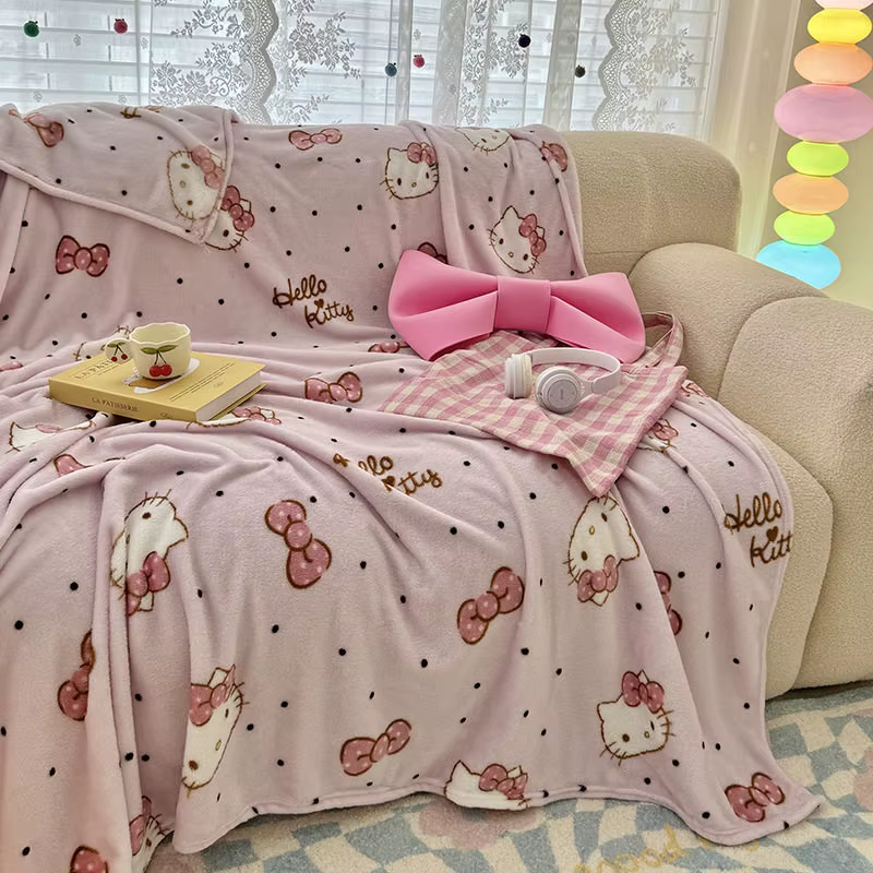 Couverture Kawaii Cat Hello Kitty, couverture d'hiver en fourrure pour adultes, literie, intérieur d