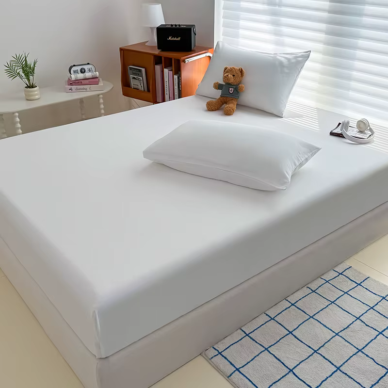 Drap-housse délavé de couleur unie avec bandes élastiques, housse de matelas réglable antidérapante 