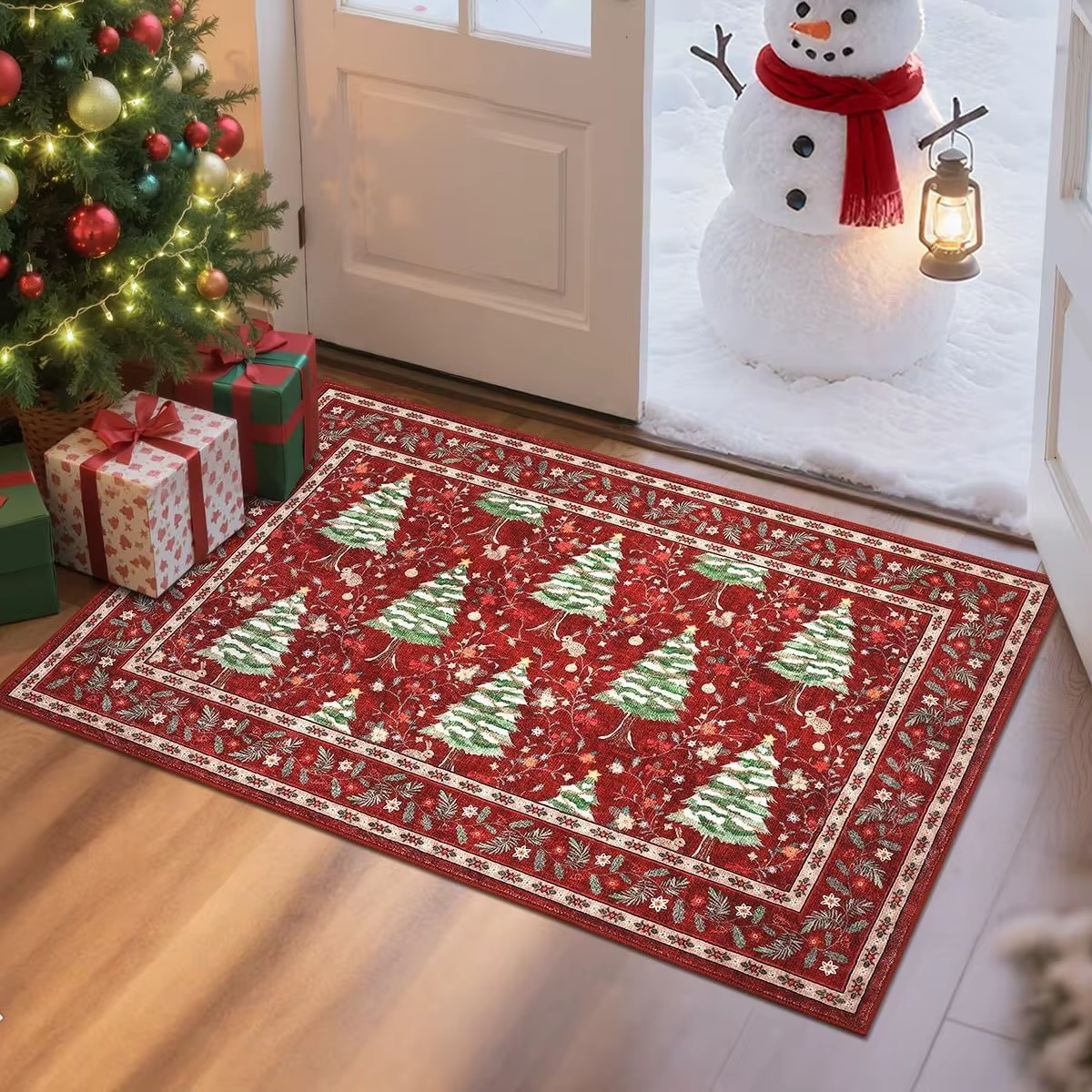 Tapis d'arbre de noël pour Anti-salissure, résistant à l'usure, facile à entretenir, tapis de porte 