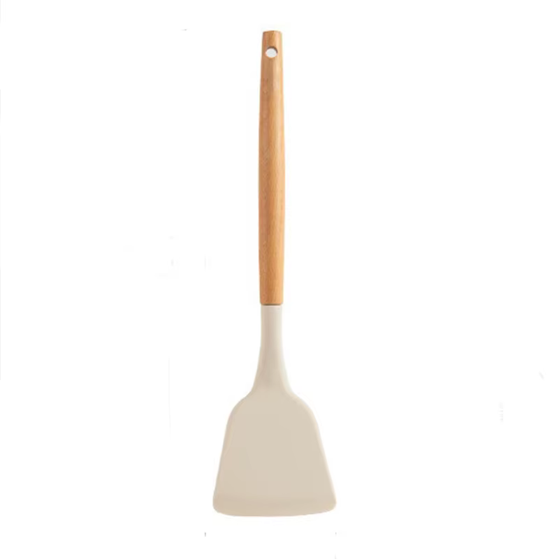 Ustensiles de cuisine antiadhésifs avec manche en bois, outils de cuisine en silicone, spatule, pell