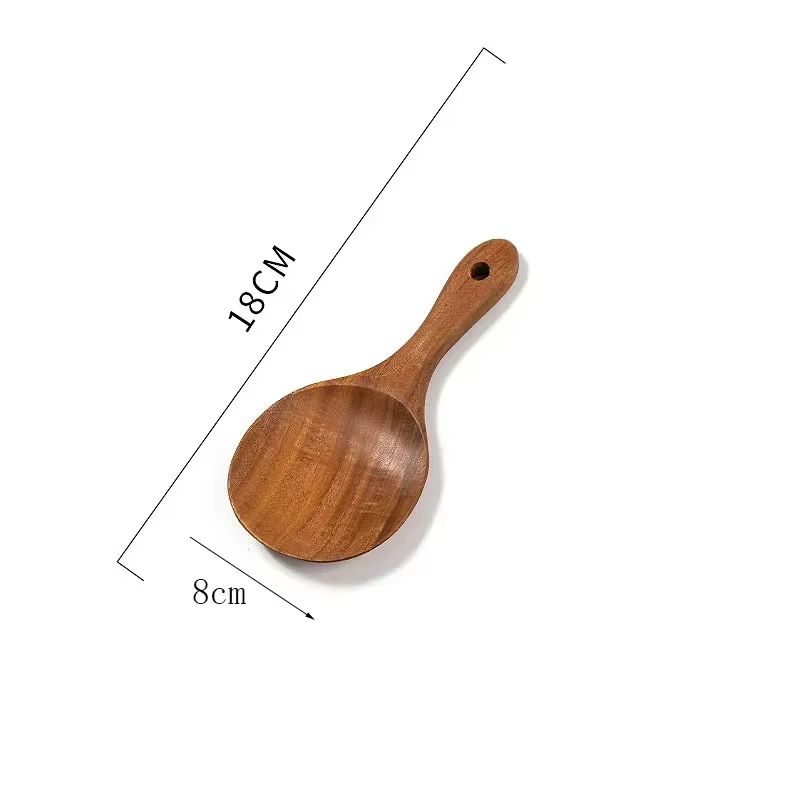 Cuillères à soupe en bois naturel, ustensiles de table en teck de thaïlande, passoire à riz, écumoir