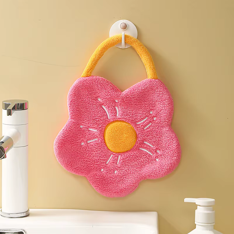 Serviette à main avec design suspendu en forme de fleur, mouchoir absorbant pour la cuisine domestiq