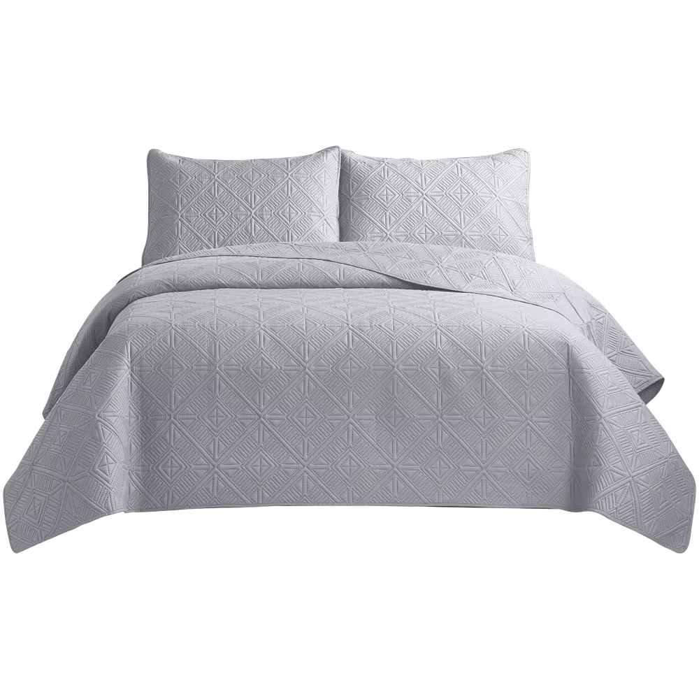 Ensemble de literie Queen Size 3 pièces, couvre-lit et couvre-lit matelassé ultrasonique 220x240cm, 