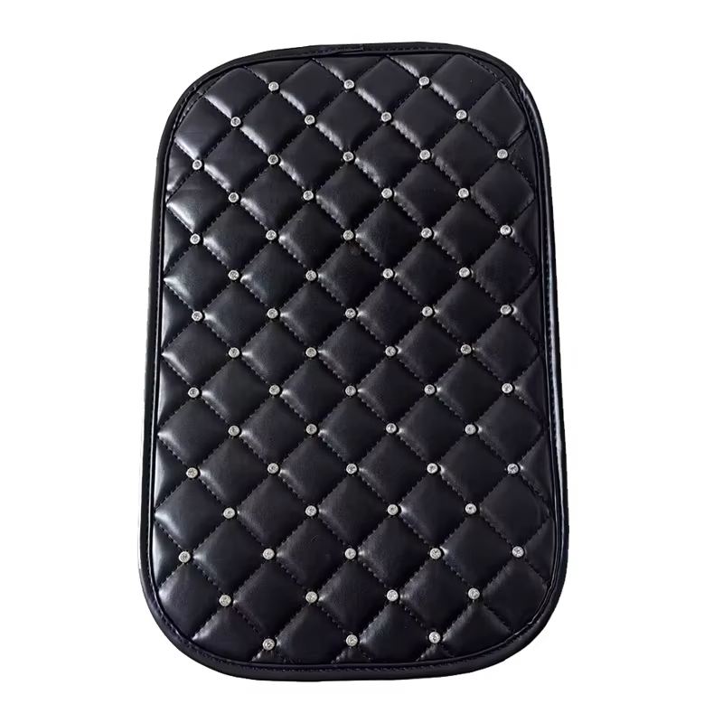 Couvre-accoudoir de voiture en cuir entièrement orné de diamants, coussin de console centrale, taill