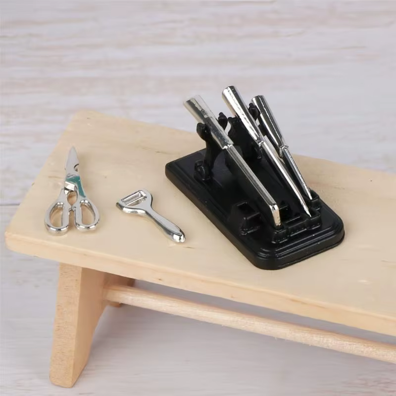 Ensemble coupe-cuisine Miniature avec support, échelle 1:12, modèle figurine pour maison poupée, aff