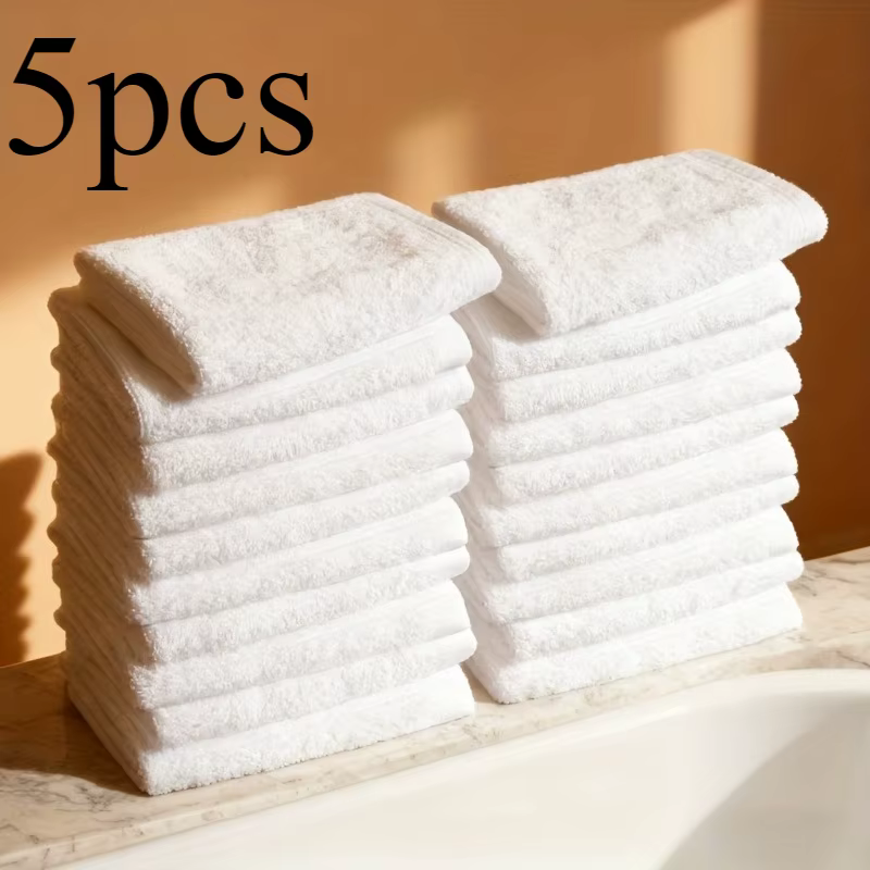 Lot de 5 serviettes carrées blanches modernes, durables et lavables, pour salle de bain et nettoyage
