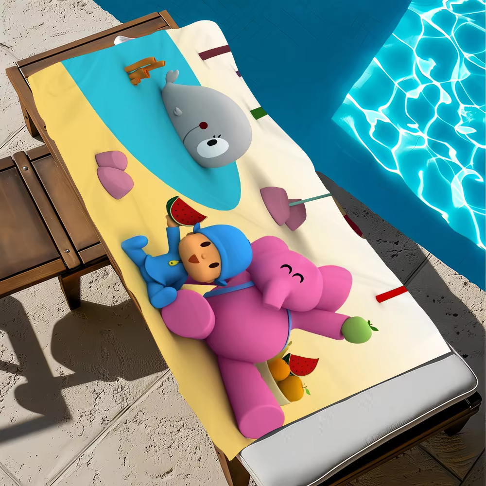 Serviette de plage en forme de dessin animé P-P-pocoyo-o, serviette de piscine douce à séchage rapid