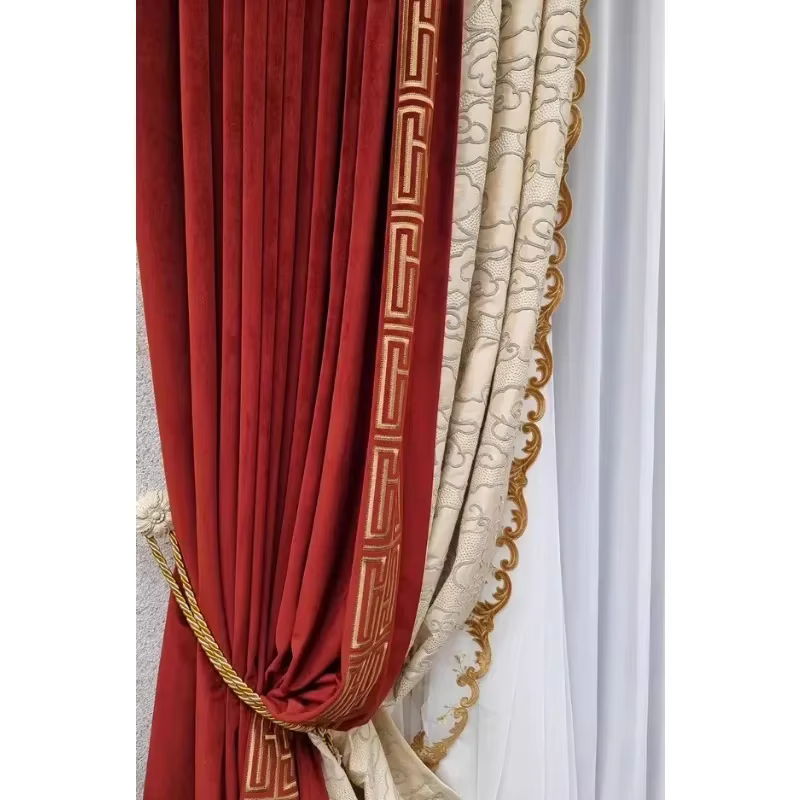 Rideaux brodés pour salon, salle à manger, chambre à coucher, luxe, moderne, américain, Vintage, vel