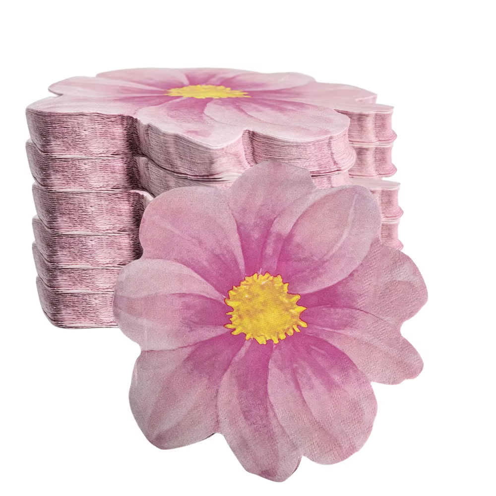 Serviettes en papier à fleurs roses jetables, 20 à 100 pièces, serviettes de Cocktail en forme de fl