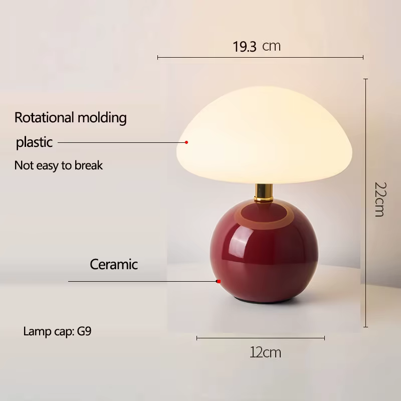 Lampe de table en céramique en forme de champignon, style nordique crème, pour chambre à coucher, ch