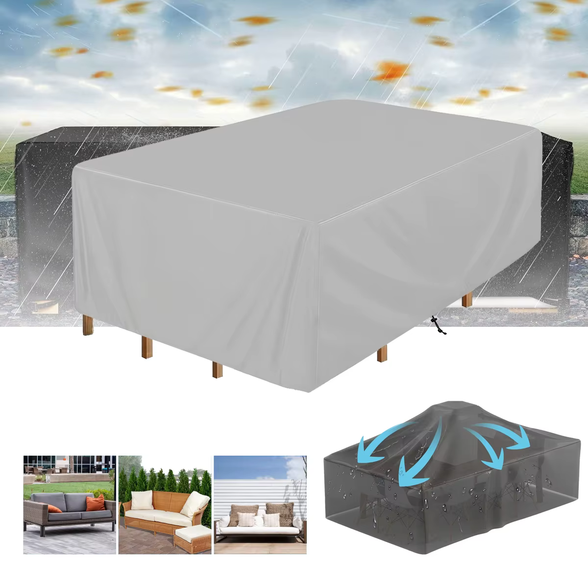 Housse de protection extérieure pour mobilier de jardin, mobilier de patio, housse de chaise anti-pl