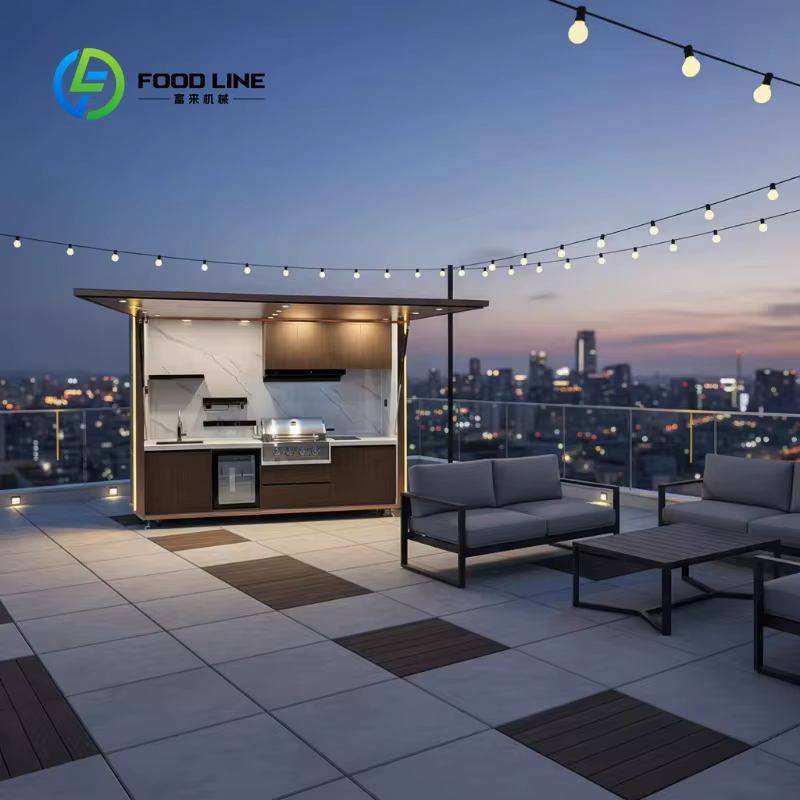 Cuisine extérieure modulaire moderne personnalisée en acier inoxydable laqué acrylique pour la resta