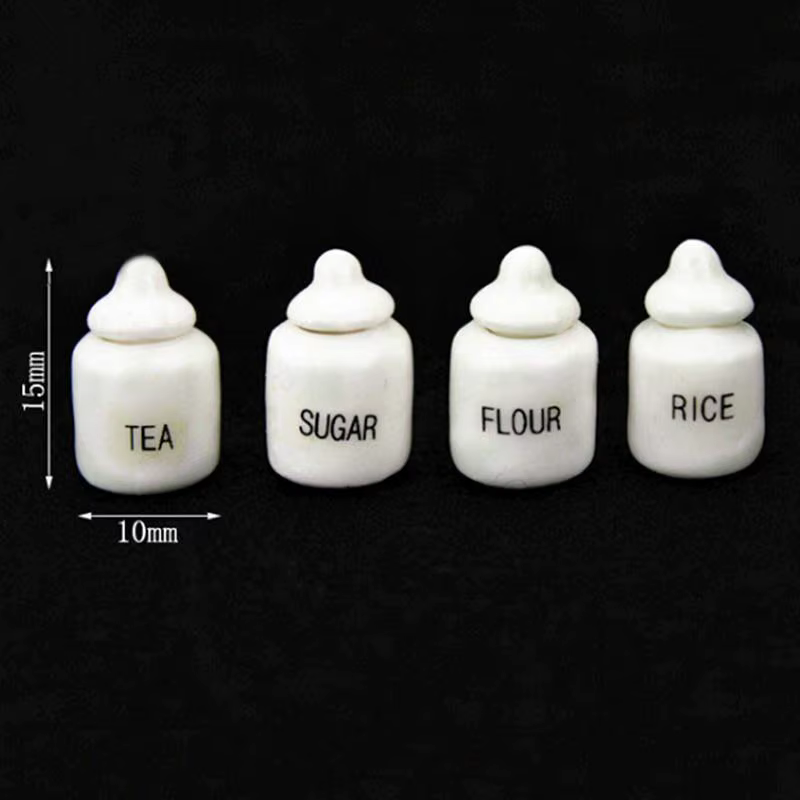 Ensemble de pots à manger en porcelaine faite à la main, ornements en céramique de cuisine, miniindi