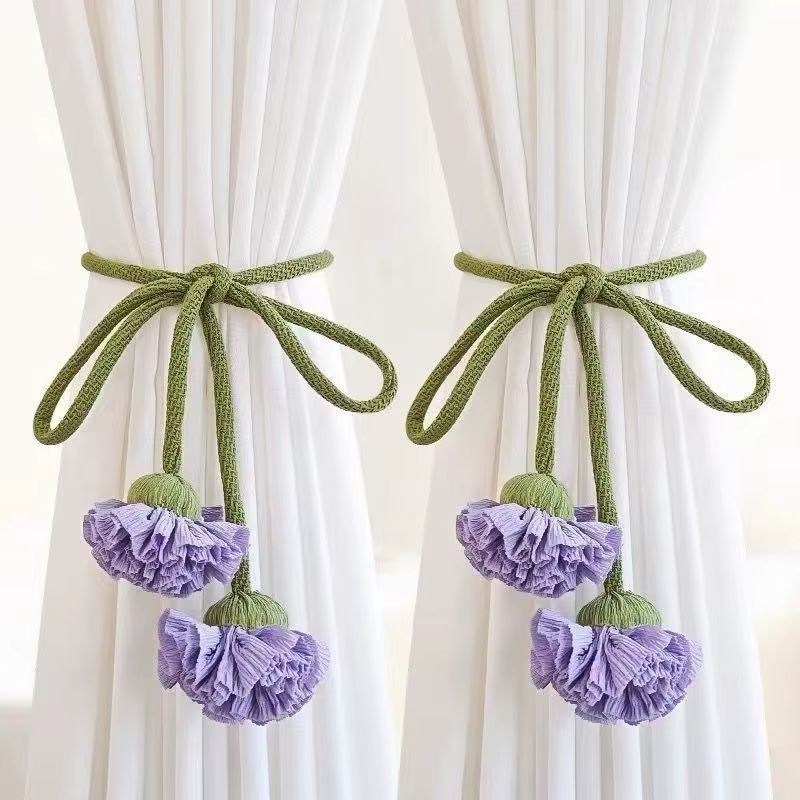 Porte-rideaux décoratifs de Style Cottage, 2 pièces, embrasses de rideaux floraux pour rideaux et ri