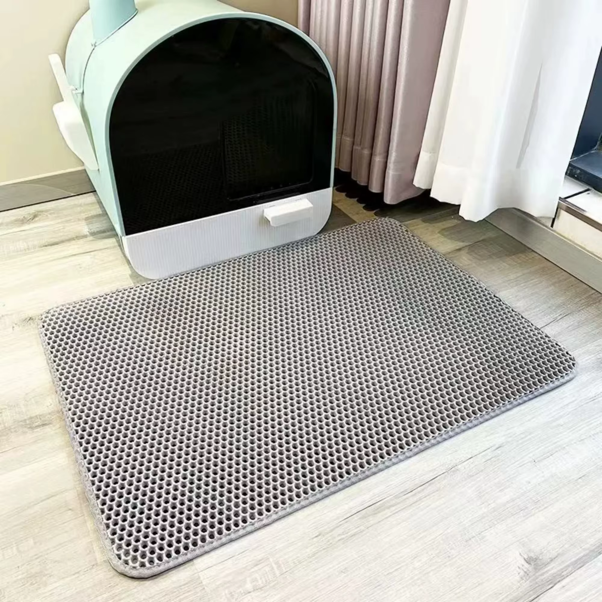 Tapis pour litière de chat, résistant, imperméable, 2 couches, antidérapant, lavable, protection de 