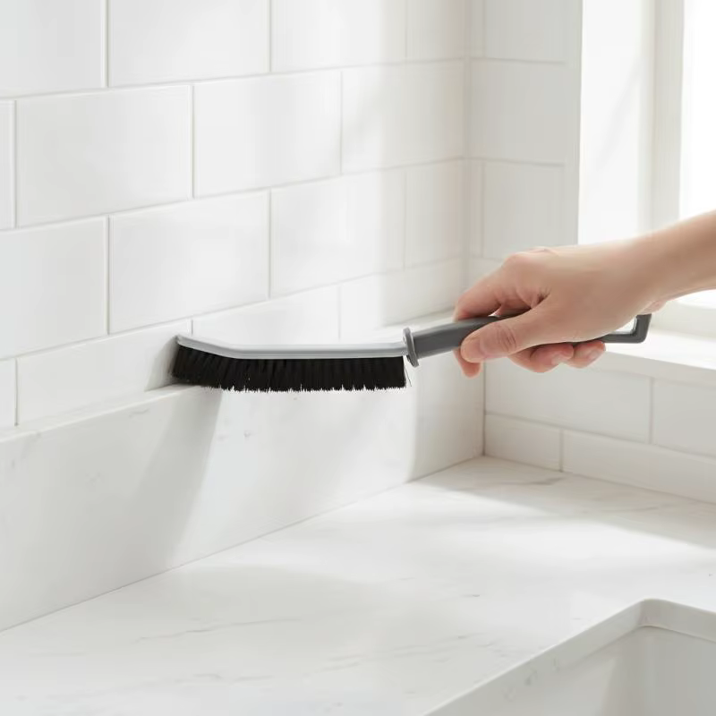 Lot de 2 brosses de nettoyage pour interstices, à poils rigides, faciles à nettoyer, pour carrelage 