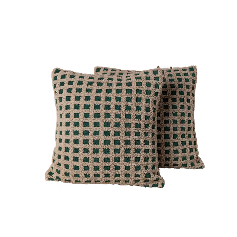 Housse de coussin brodée capitonnée d'arbre de noël géométrique, taie d'oreiller de luxe en Chenille