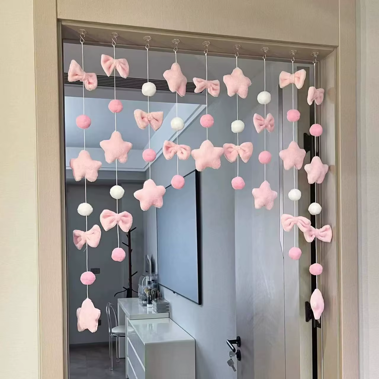 Rideau de porte à nœuds mignon, rideau de séparation pour chambre à coucher, fenêtre en baie, décora