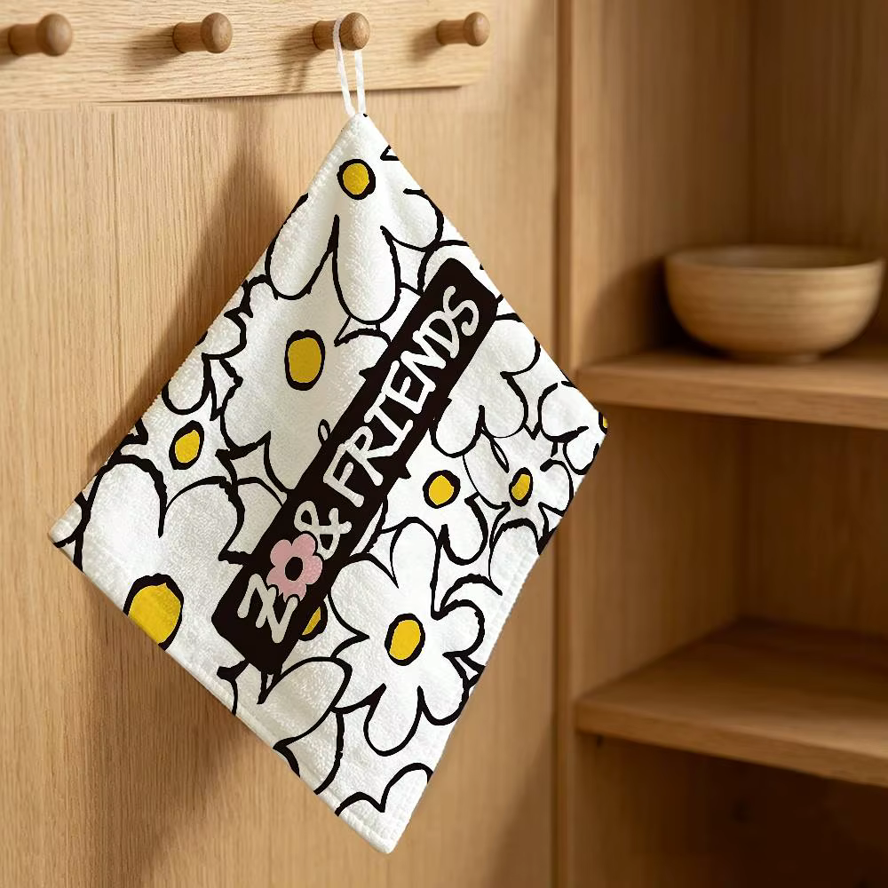 Serviette suspendue pour la maison Cat Z-ZOA CARTOON, serviette en coton polyester pour essuyer les 