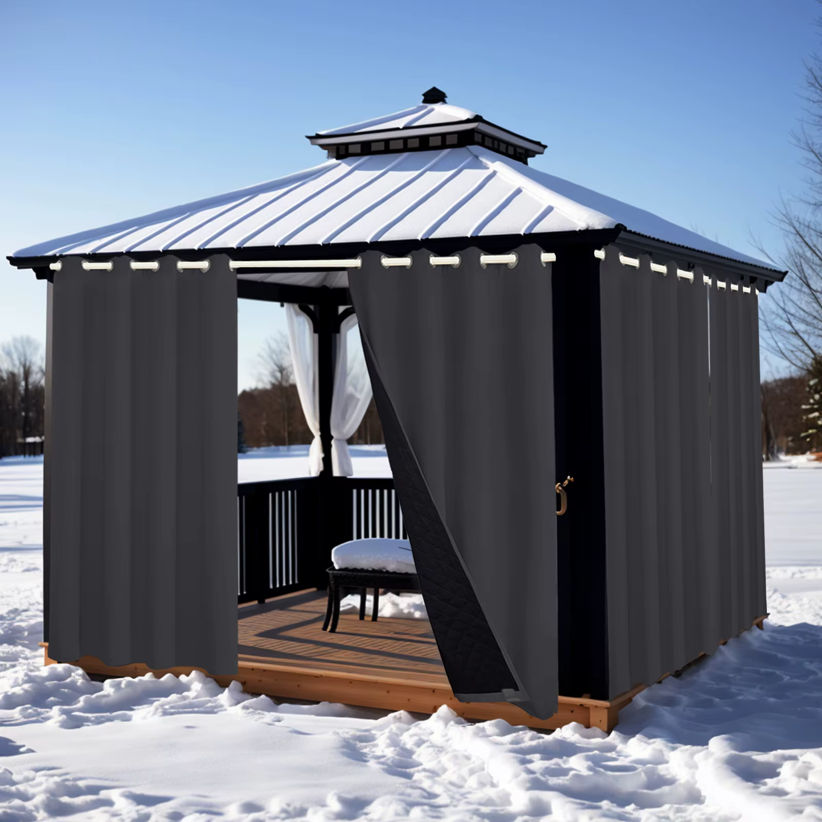 Rideau d'extérieur imperméable et chaud, protection UV, économie d'énergie, réduction du bruit, perg